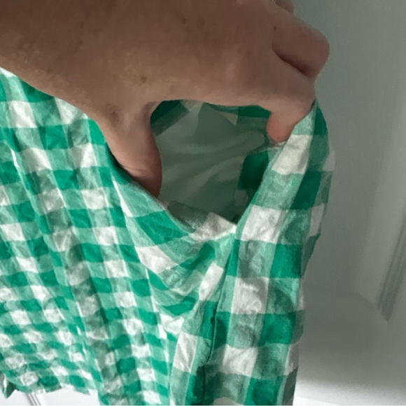 Green and White Gingham Puff Sleeve Dress - Picture 6 of 6
